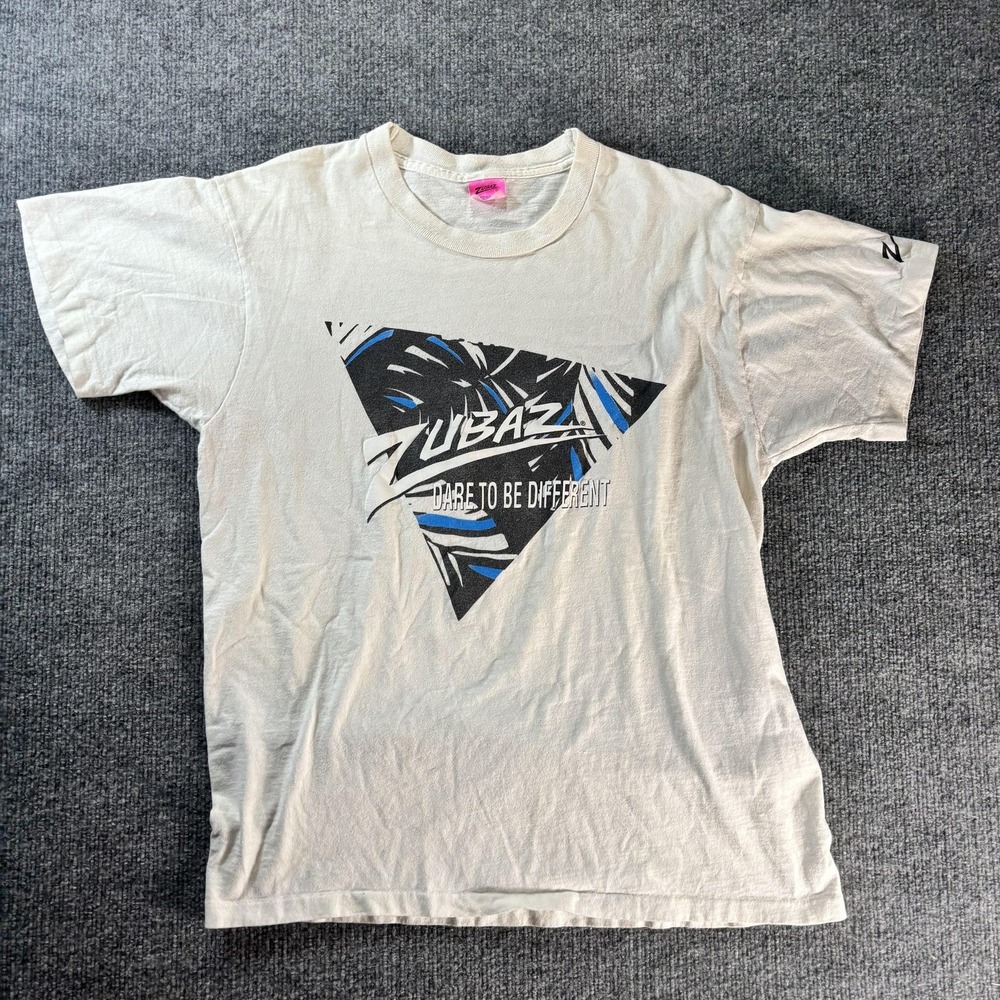 Vintage Zubaz Shirt‎ Mens Large White Dare To Be Different Graphic Tee T-Shirt
